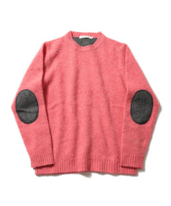 ▲BEAMS LIGHTS / シェットランドエルボーパッチクルーネックニット