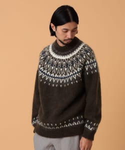 yonetomi NEW BASIC × BEAMS LIGHTS / 別注 モヘヤ ウール ノルディック ニット プルオーバー