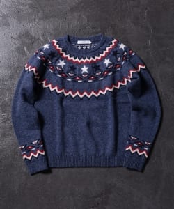▲BEAMS LIGHTS / スタージャカード クルーネック ニット