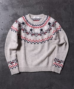 ▲BEAMS LIGHTS / スタージャカード クルーネック ニット