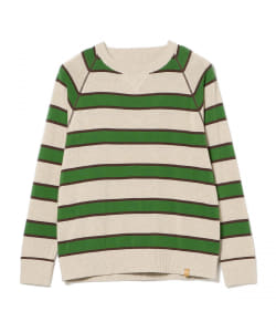 ▲BEAMS LIGHTS / ガゼット 変形クルーネック コットンボーダーニット