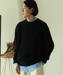 ▲BEAMS LIGHTS / ケーブル クルーネック アランニット