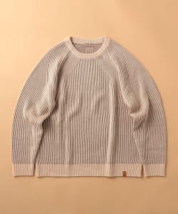 BEAMS LIGHTS / 2トーン 畦編み クルーネック ニット
