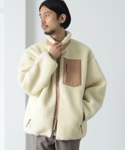▲BEAMS LIGHTS / シープレザー ボアフリース ブルゾン