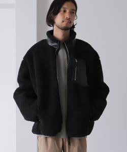▲BEAMS LIGHTS / シープレザー ボアフリース ブルゾン