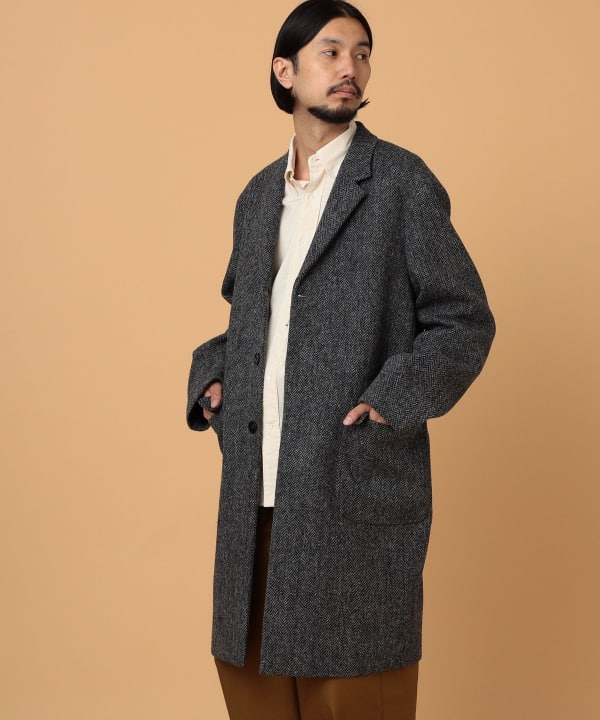 BEAMS LIGHTS Harris Tweed  チェスターコート ネイビー