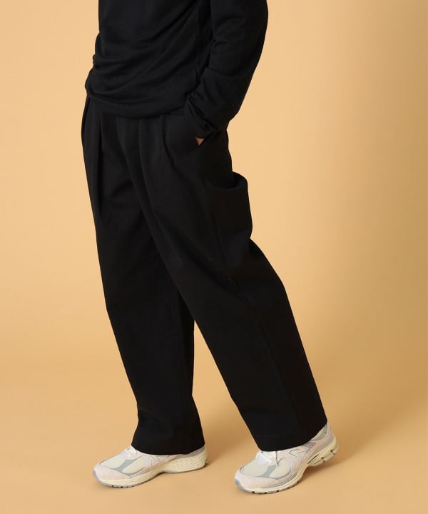 パンツ ULTERIOR STRIPE FLANNEL WIDE TROUSERS アルテリア ULTERIOR ヴィンテージ ソフトギャバジン タックド