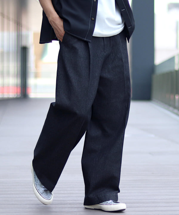 Beams Lights ビームス ライツ アウトレット Beams Lights ディーププリーツ デニム ワイドパンツ パンツ デニムパンツ 通販 Beams