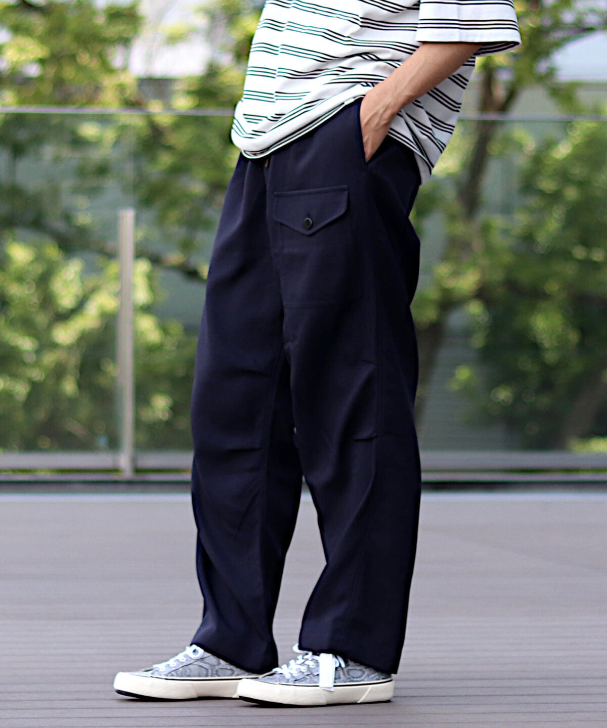 BEAMS SSZ SURF\u0026SK8 EASYPANTSブラックL ピーチスキン