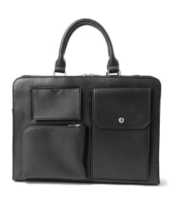 ▲BEAMS LIGHTS / フェイクレザーマルチポケットブリーフケース