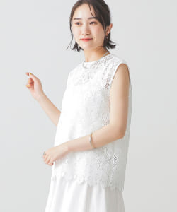 BEAMS LIGHTS / 総レース スカラップ ノースリーブ ブラウス