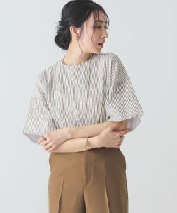 BEAMS LIGHTS / WASH ストライプ プルオーバー ブラウス