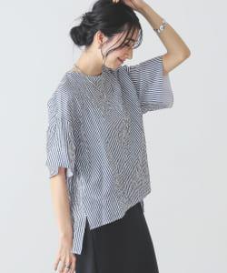 BEAMS LIGHTS / WASH ストライプ プルオーバー ブラウス