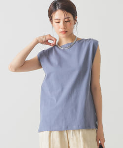 BEAMS LIGHTS / 天竺 コットン ショルダー ギャザー ノースリーブ カットソー