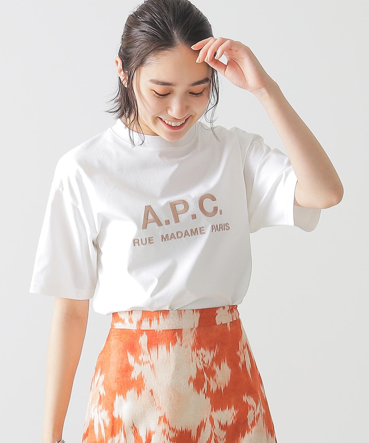 APC×BEAMS LIGHTS / 別注 刺繍ロゴ Tシャツ