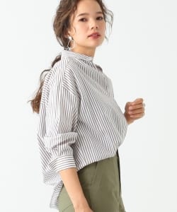 BEAMS LIGHTS / ストライプ ネックスリット シャツ