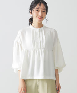 ▲BEAMS LIGHTS / ワッシャー 切り替え スモック ブラウス