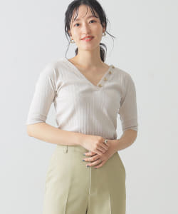 ▲バック ヘンリー テレコ リブ カットソー