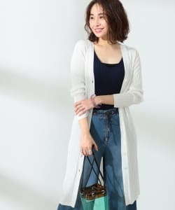 BEAMS LIGHTS / 手洗い可能 アセテート混合 リブロング カーディガン
