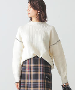 BEAMS LIGHTS / 7ゲージ 配色ステッチ 畦編みニット