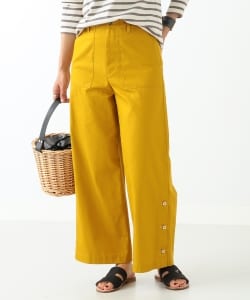 BEAMS LIGHTS / 裾ボタン ギャバパンツ