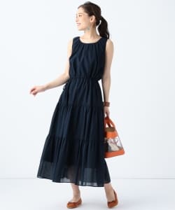 【手洗い可能】BEAMS LIGHTS / コットン ボイルティアード ワンピース