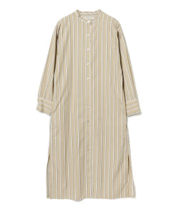 BEAMS LIGHTS / ストライプ バンドカラー シャツワンピース