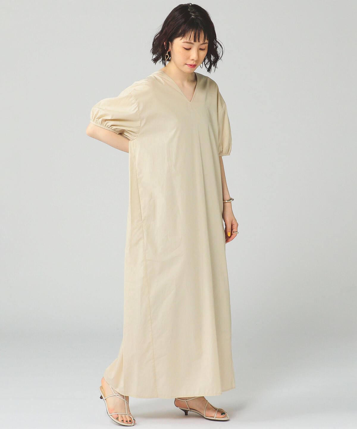 Beams Lights ビームス ライツ アウトレット Beams Lights ギャザースリーブ Vネック ワンピース ワンピース ワンピース 通販 Beams