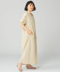 BEAMS LIGHTS / ギャザースリーブ Vネック ワンピース