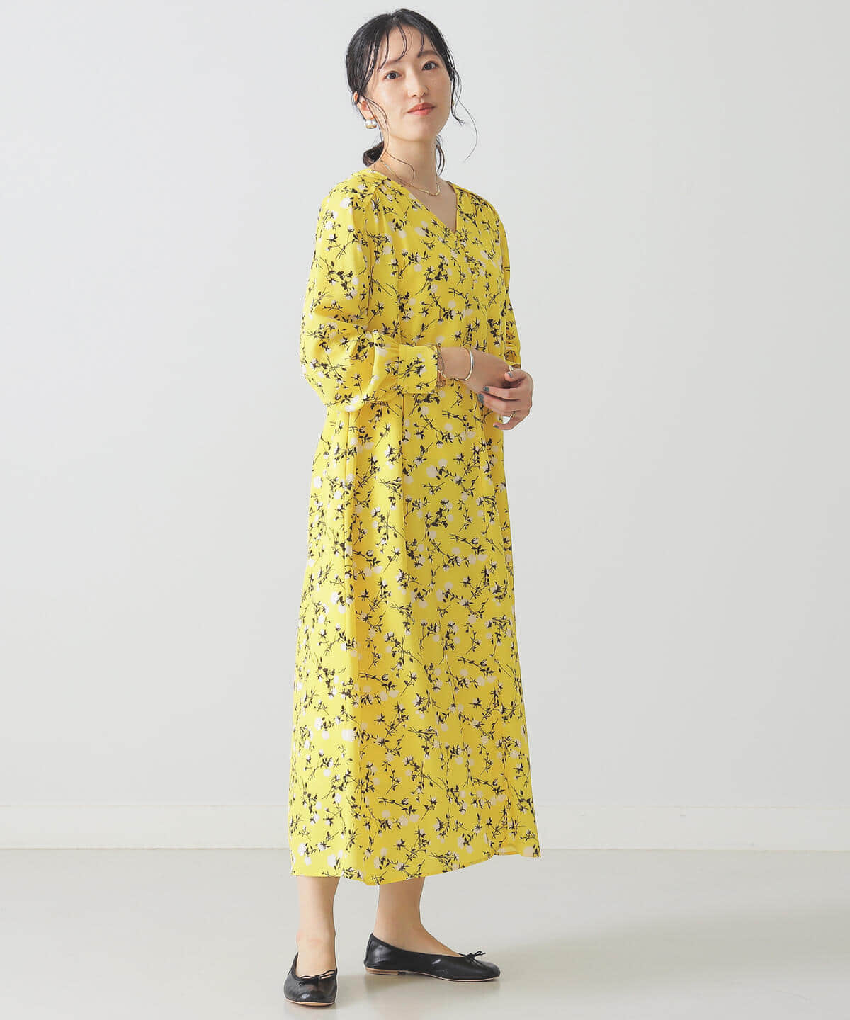 [Outlet] BEAMS LIGHTS / DEVEAUX Floral long sleeve dress