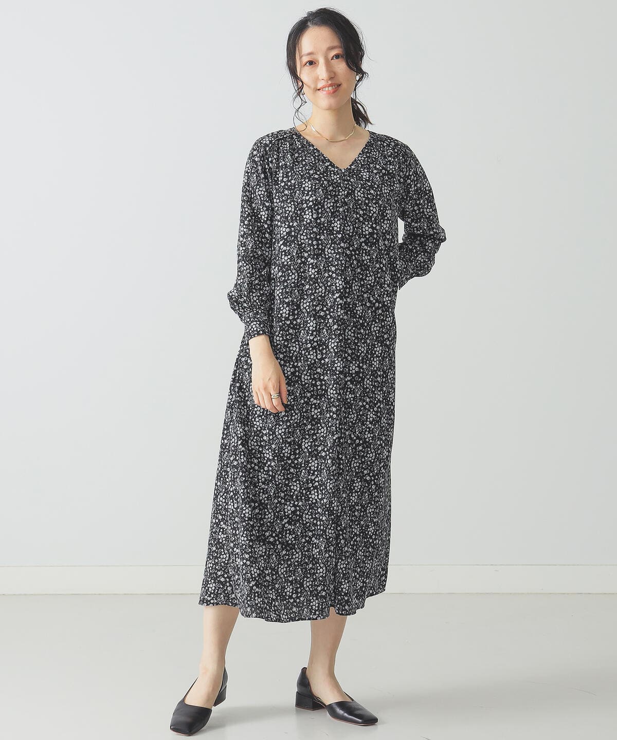 [Outlet] BEAMS LIGHTS / DEVEAUX Floral long sleeve dress