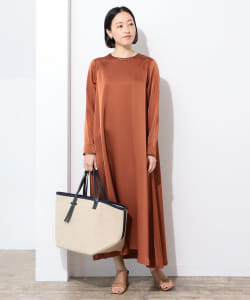 BEAMS LIGHTS / サテン 長袖 ワンピース