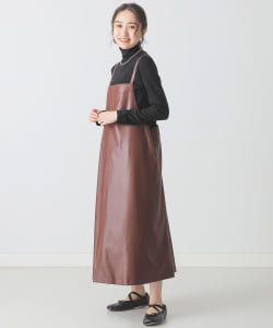 BEAMS LIGHTS / フェイクレザー キャミソール ワンピース
