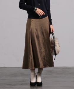 BEAMS LIGHTS / 手洗い可能 サテンストレッチ フレアスカート