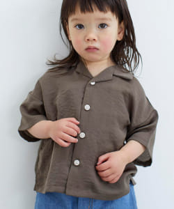 【期間限定販売】ooju / 開襟シャツ KHAKI（80～120cm）