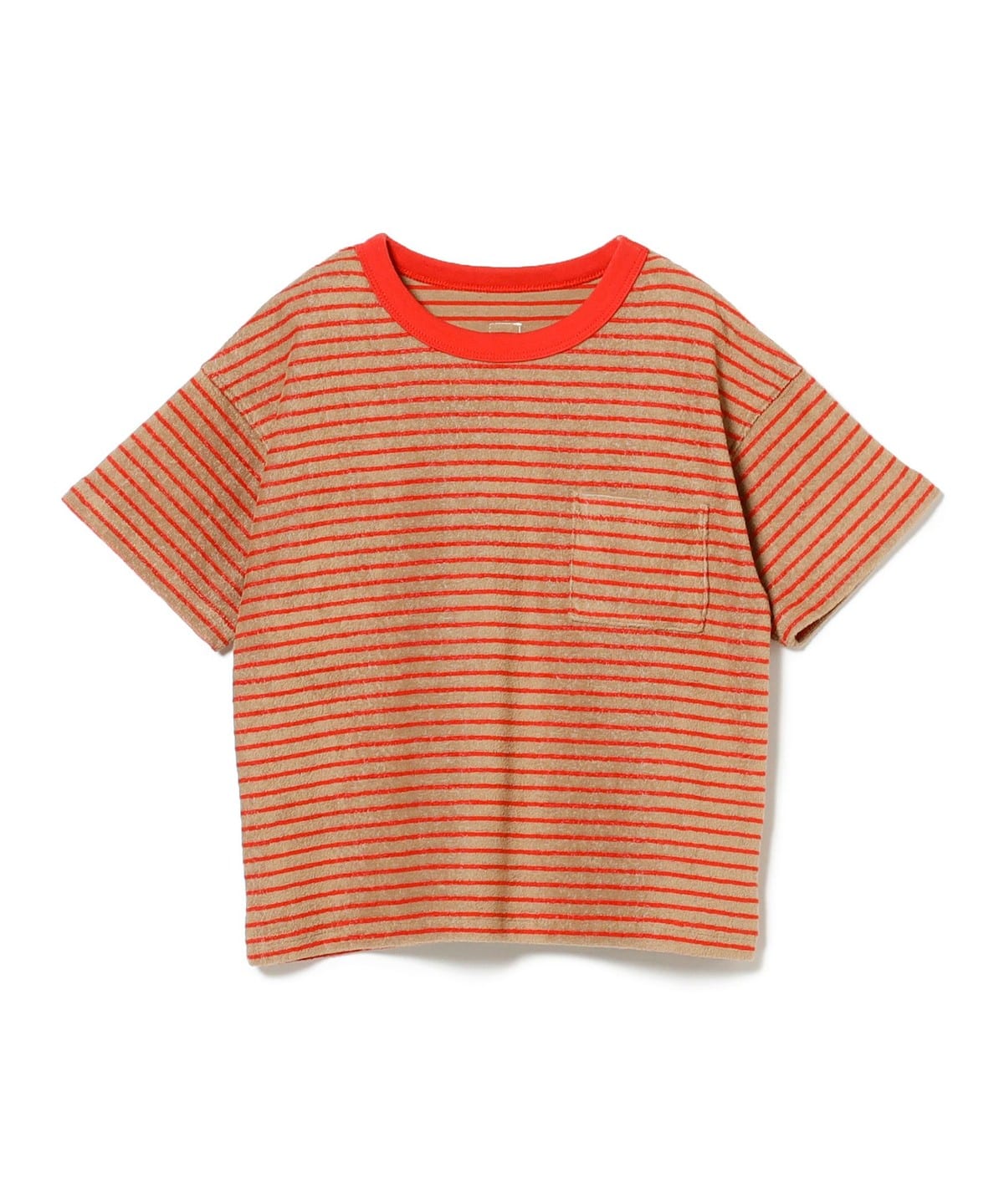 パイル ボーダー Tシャツ(90 140cm) Tシャツ・カットソー RED×BROWN 130 パイル ボーダー Tシャツ(90 140cm) Tシャツ・カットソー RED×BROWN 130