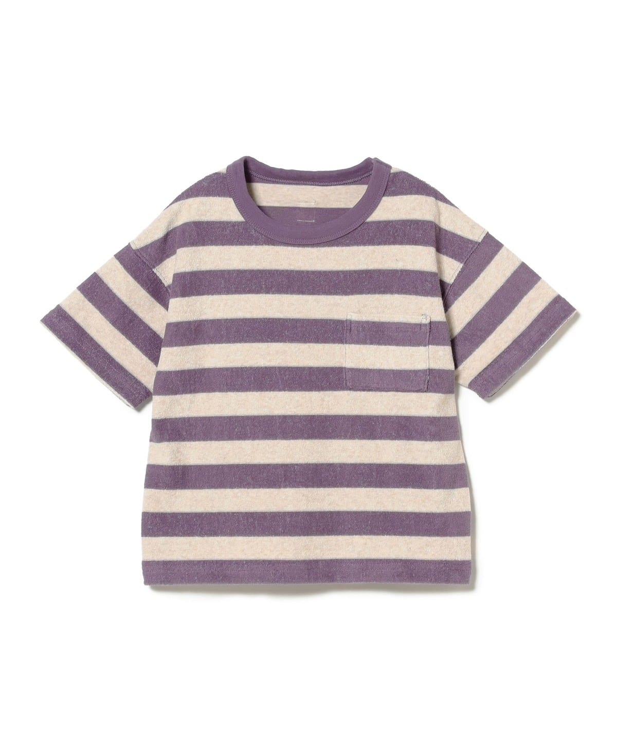 パイル ボーダー Tシャツ(90 140cm) Tシャツ・カットソー PURPLE×IVORY 110 パイル ボーダー Tシャツ(90 140cm) Tシャツ・カットソー PURPLE×IVORY 110
