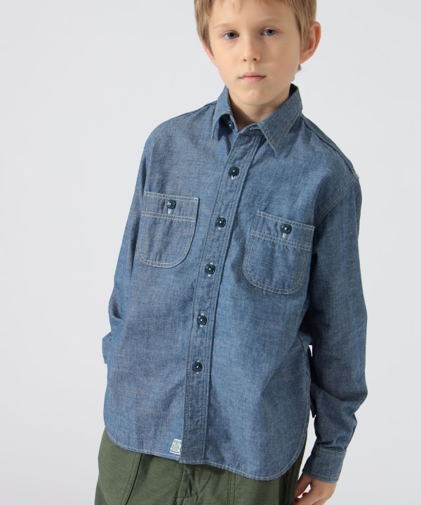 【別注】orSlow / シャンブレー ワーク シャツ 2026（100～150cm） Model：H135（cm）Size：M