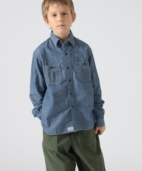 【別注】orSlow / シャンブレー ワーク シャツ 2026（100～150cm） Model：H135（cm）Size：M