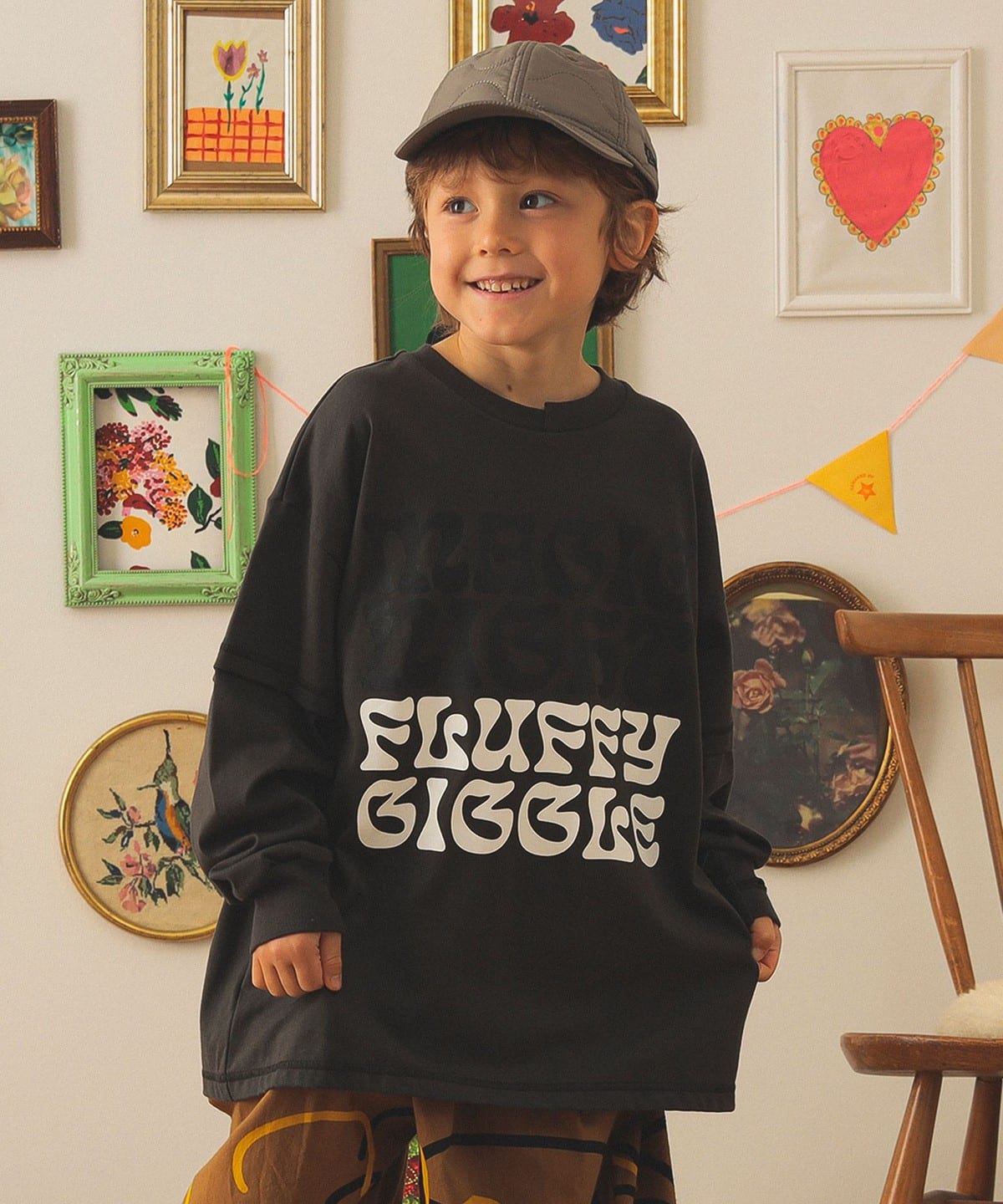 minnano × frankygrow / グラフィック ロングスリーブ Tシャツ 2025FW（130cm） Tシャツ・カットソー BLACK 1(130)