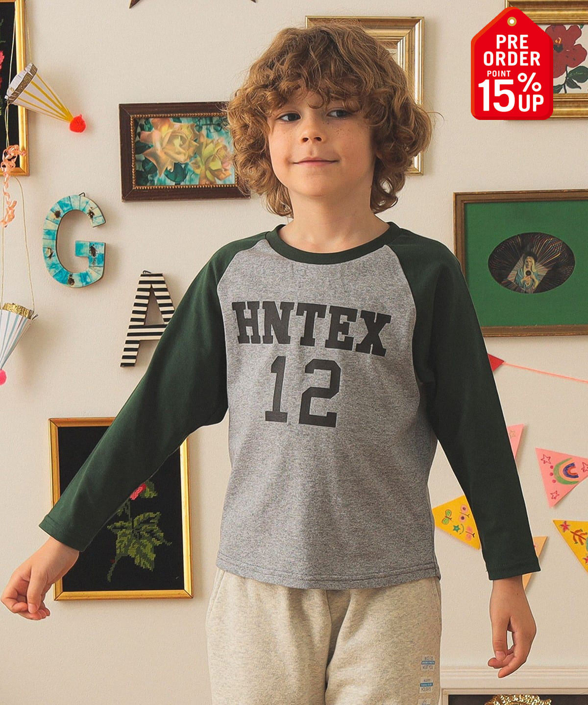 【+15%ポイントUP】【別注】HANTEX / ラグラン 長袖 プリント Tシャツ 2025FW(100 160cm) Tシャツ・カットソー グレー×グリーン 150 【+15%ポイントUP】【別注】HANTEX / ラグラン 長袖 プリント Tシャツ 2025FW(100 160cm) Tシャツ・カットソー グレー×グリーン 150