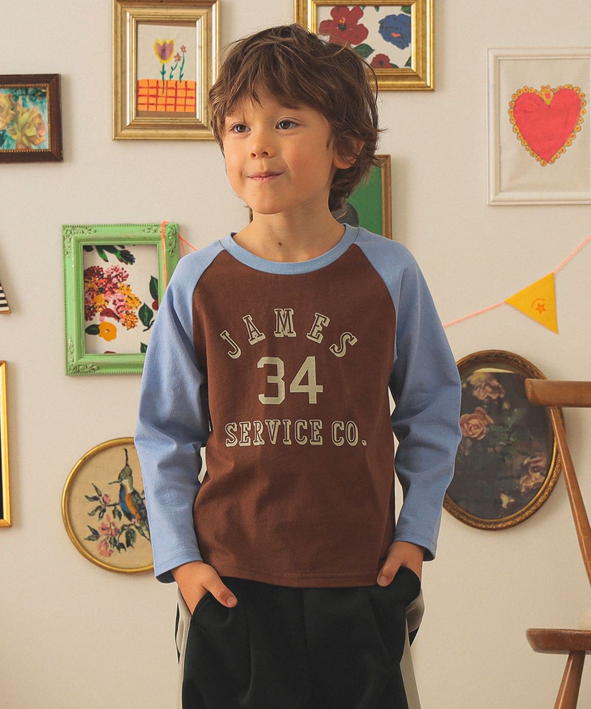 【別注】HANTEX / ラグラン 長袖 プリント Tシャツ 2025FW(100 160cm) Tシャツ・カットソー ブラウン×ブルー 130 【別注】HANTEX / ラグラン 長袖 プリント Tシャツ 2025FW(100 160cm) Tシャツ・カットソー ブラウン×ブルー 130