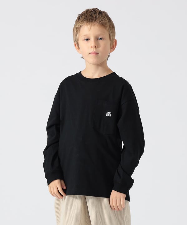 BEAMS meets こども ビームス / BMSロゴ ロングスリーブ Tシャツ 2026（110～160cm） Model：H135（cm）Size：M