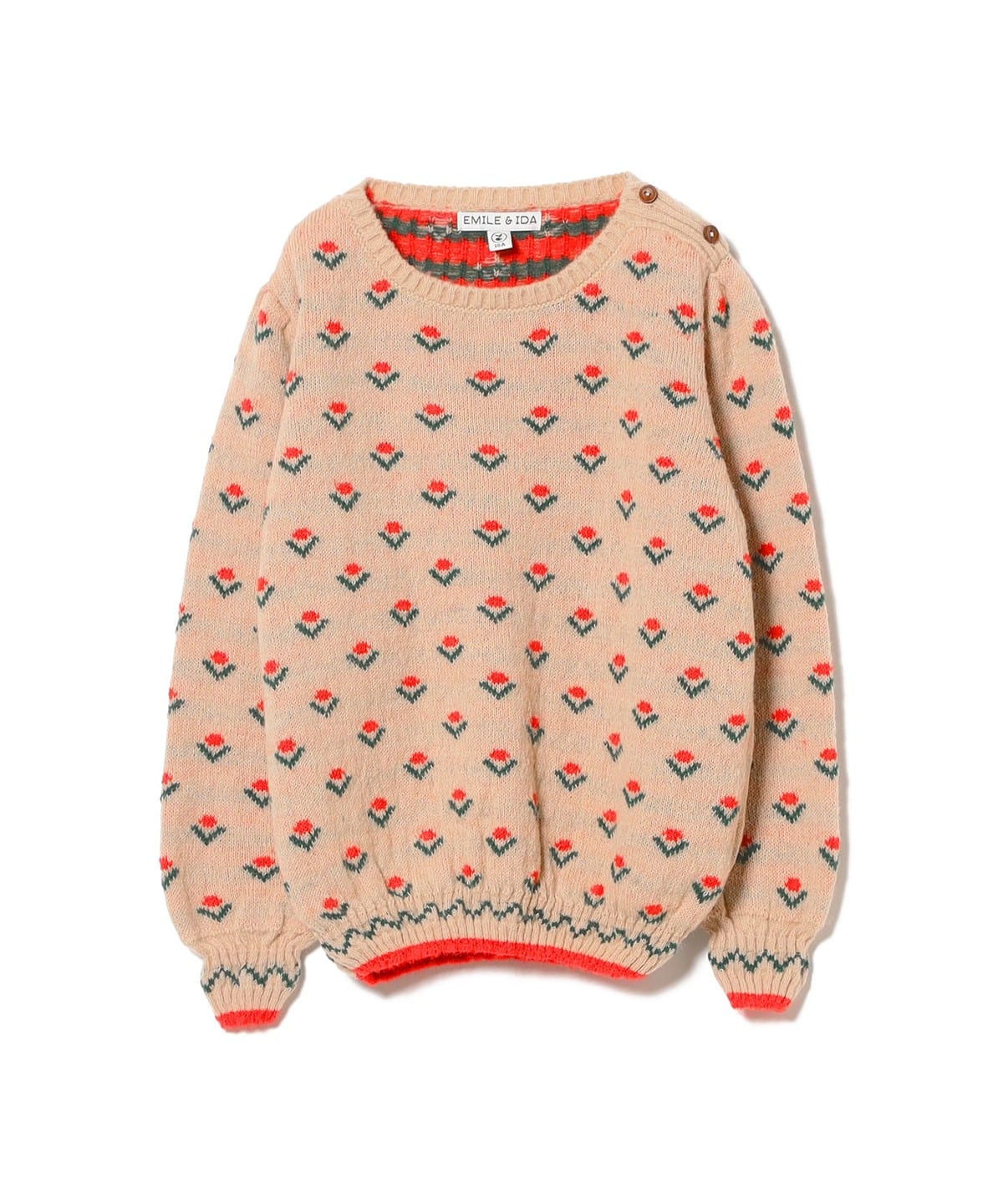 EMILE & IDA / Floral ニット プルオーバー (8 10才) トップス ECRU 8y EMILE & IDA / Floral ニット プルオーバー (8 10才) トップス ECRU 8y
