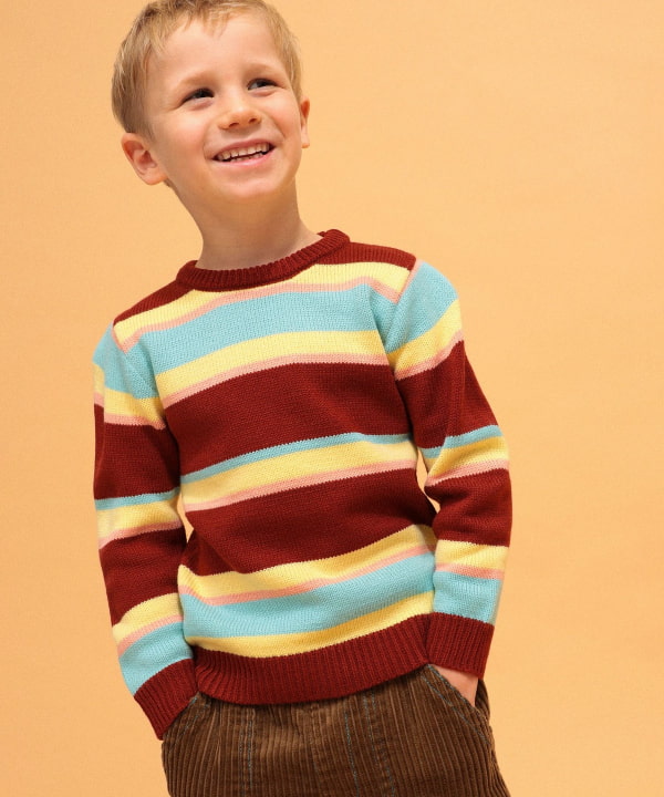 【+10%ポイントUP】【別注】LOGAN Knitting Mills / マルチカラー ニット 2026FW（100～150cm） Model：H118（cm）Size：S(100-110cm)