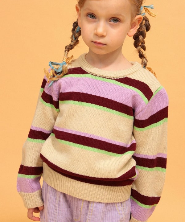 【+10%ポイントUP】【別注】LOGAN Knitting Mills / マルチカラー ニット 2026FW（100～150cm） Model：H104（cm）Size：S(100-110cm)