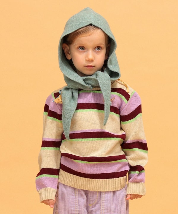【+10%ポイントUP】【別注】LOGAN Knitting Mills / マルチカラー ニット 2026FW（100～150cm） Model：H104（cm）Size：S(100-110cm)