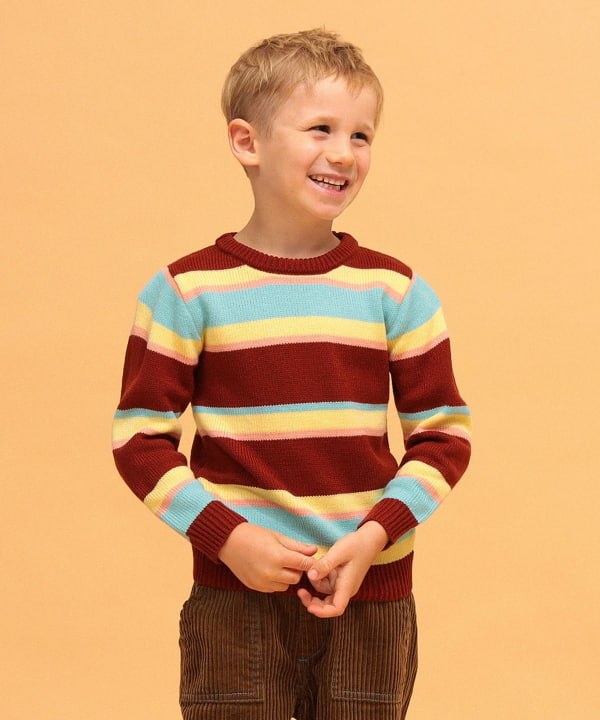 【+10%ポイントUP】【別注】LOGAN Knitting Mills / マルチカラー ニット 2026FW（100～150cm） Model：H118（cm）Size：S(100-110cm)