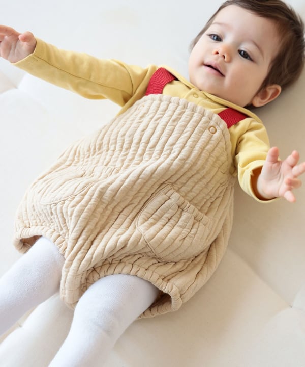 【あかちゃんフェア対象品】ベビー キルティング サロペット 2026FW（70～80cm） Model：H67（cm）Size：70