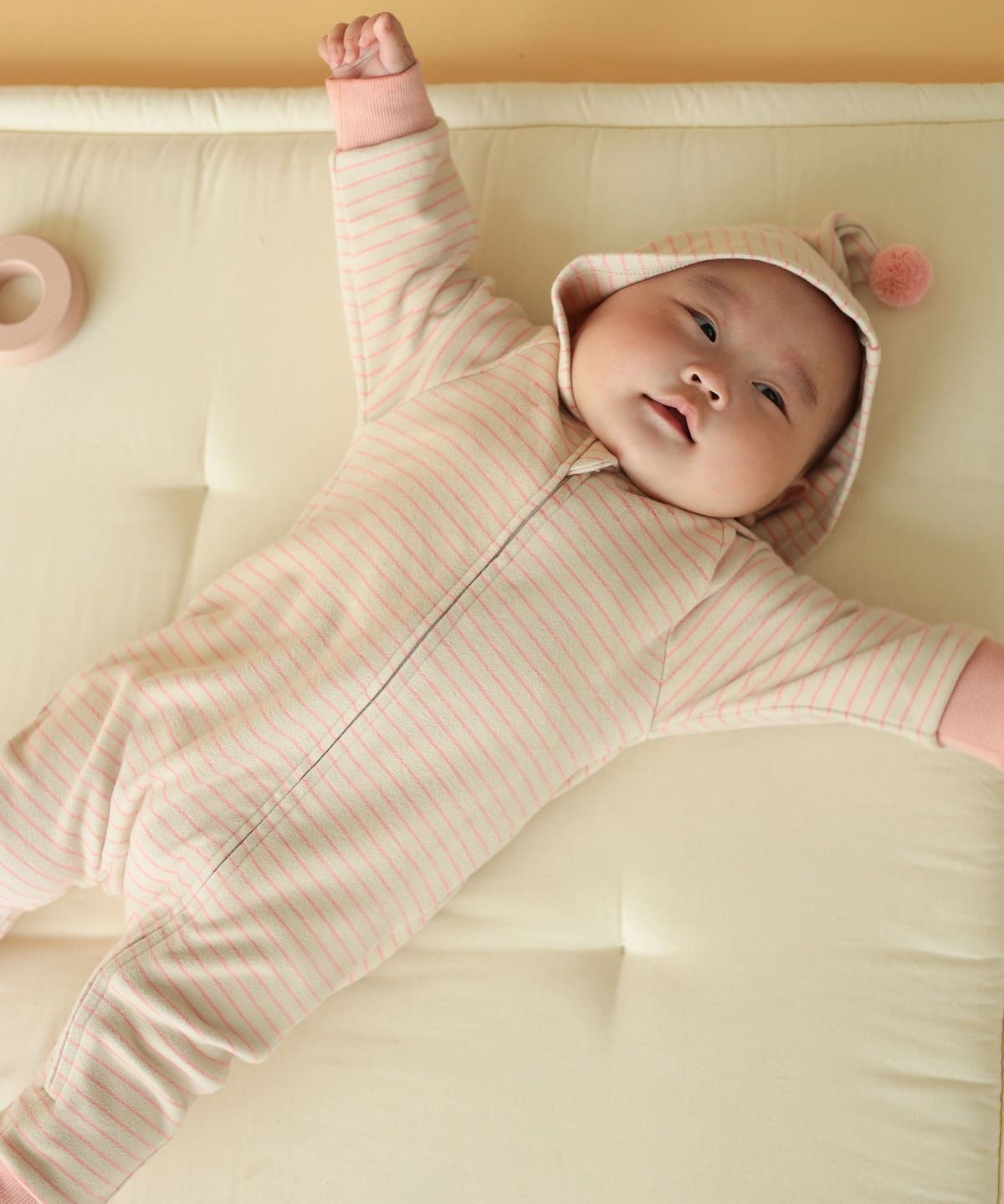 ベビー ボーダー ファスナー カバーオール (70 80cm) マタニティ・ベビー BABY PINK 80 ベビー ボーダー ファスナー カバーオール (70 80cm) マタニティ・ベビー BABY PINK 80